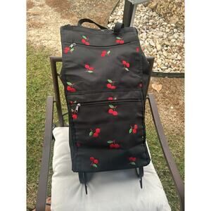 Tote Bag with Wheels Handles Multi Compartment Grocery Travel Black 22x13